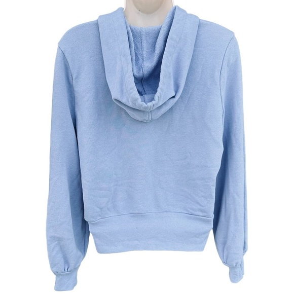 Madewell Bubble-Sleeve Hoodie Crop Sweatshirt in Rainwashed Style AI466 - Picture 4 of 7